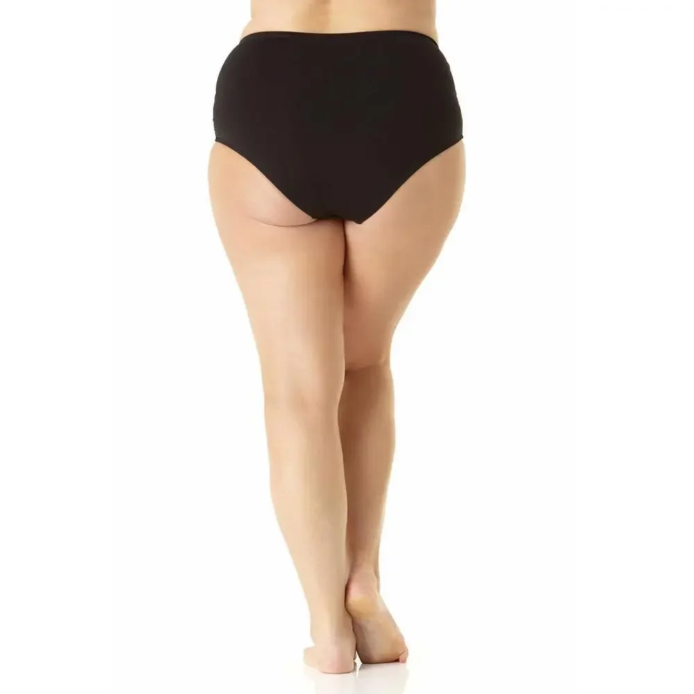 Anne Cole Plus Size High-Waist Shirred Bottoms Navy 18W